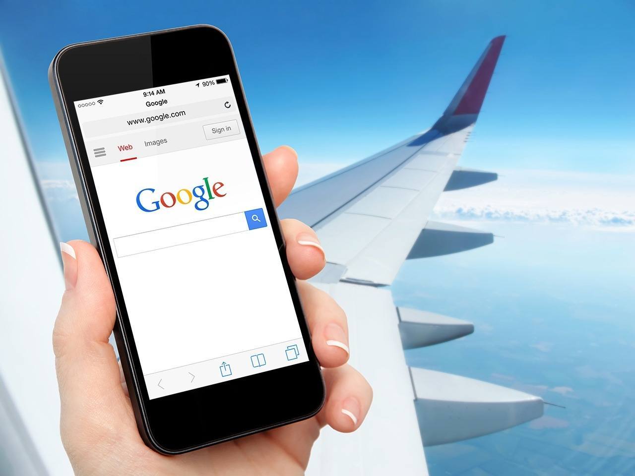 Celular para encontrar vuelos en Internet